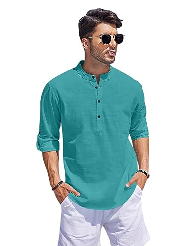 HEMRIN Men Solid Cotton Blend Straight Kurta Shirt