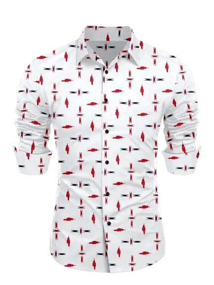 VENI FASHION STUDIO Men's Regular Fit Printed Design Spread Collar Full Sleeve Cotton Shirt I Formal Shirt for Men