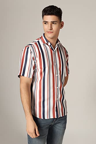 Leriya Fashion Shirt for Men || Rayon Bold Striped Shirt for Boys || Twisted Half Sleeve || Ideal for Casual || Office || Outing Wear Shirts for Men - Image 3