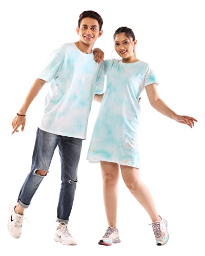 Lappen Fashion Combo of Couple’s Tie & Dye T-Shirt | Tee Dress for Women | Half Sleeve Tees for Men | Round Neck | Pre Wedding T-Shirt | Stylish Look - Image 9