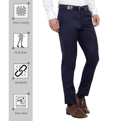 D novo Men's Regular Formal Trouser | Stylish Fit Men Wear Pants for Office or Party | Men's Fashion Dress Trousers Pant