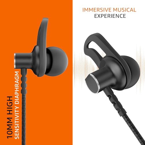 (Refurbished) Amazon Basics in-Ear Wireless Neckband with Mic, Up to 18 Hours Play Time, Bluetooth 5.1, Voice Assistance, Noise Cancellation, IPX4 Water-Resistance, Magnetic Earbuds (Black) - Image 3