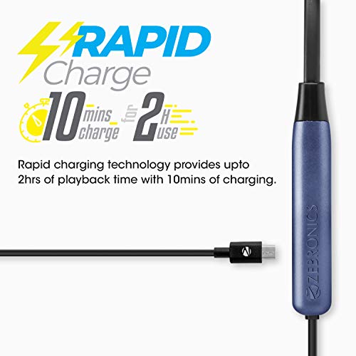 ZEBRONICS Zeb Evolve Wireless Bluetooth in Ear Neckband Earphone, Rapid Charge, Dual Pairing, Magnetic earpiece,Voice Assistant with Mic (Blue)