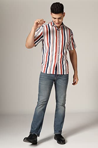Leriya Fashion Shirt for Men || Rayon Bold Striped Shirt for Boys || Twisted Half Sleeve || Ideal for Casual || Office || Outing Wear Shirts for Men - Image 6