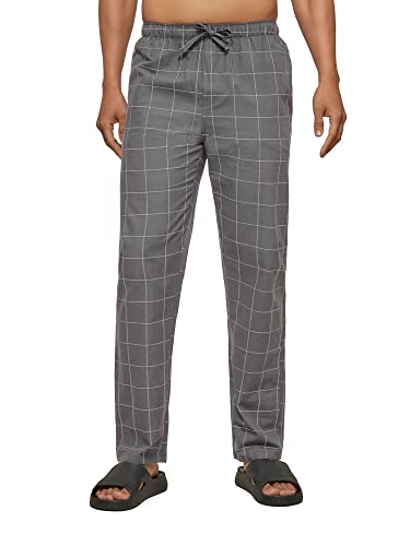 XYXX Men's Super Combed Cotton Checkered Checkmate Pyjamas with Elasticated Waist, Drawstring