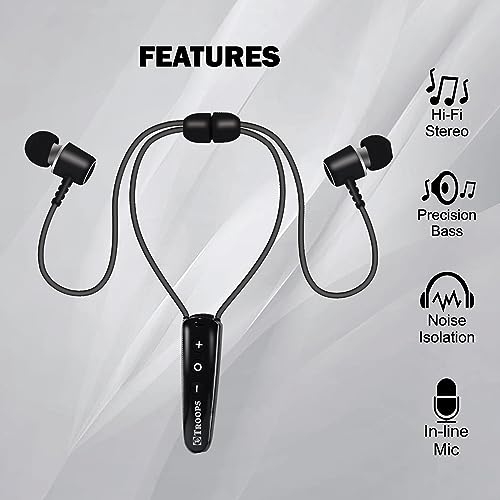 Wireless Earphones Headphones for, Original Sports Bluetooth Wireless Earphone with Deep Bass and Neckband Hands-Free Calling inbuilt Mic Headphones with Long Battery Life and Flexible Headset