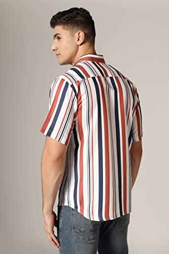 Leriya Fashion Shirt for Men || Rayon Bold Striped Shirt for Boys || Twisted Half Sleeve || Ideal for Casual || Office || Outing Wear Shirts for Men