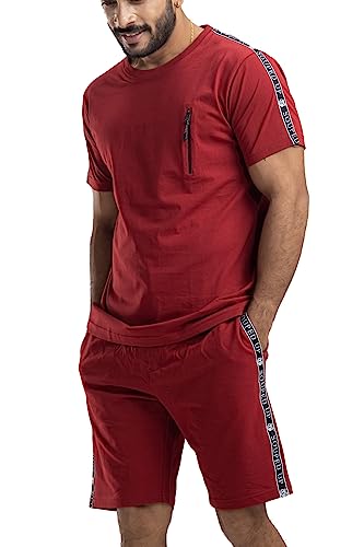 Souped Up Solid Maroon Men's Co-Ord Set