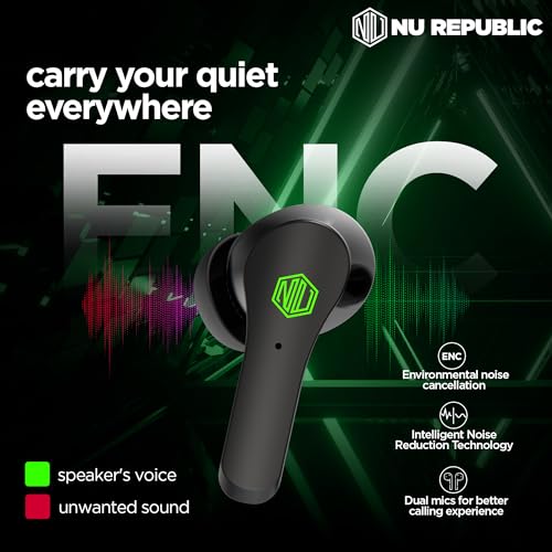 Nu Republic Starbuds Z Truly Wireless in Ear Earbuds with X-Bass® Technology, ENC Technology, 56 Hrs Playtime, TWS with Mic and Hall Sensor Function, Bluetooth V5.3, Type-C Fast Charging (Black) - Image 5