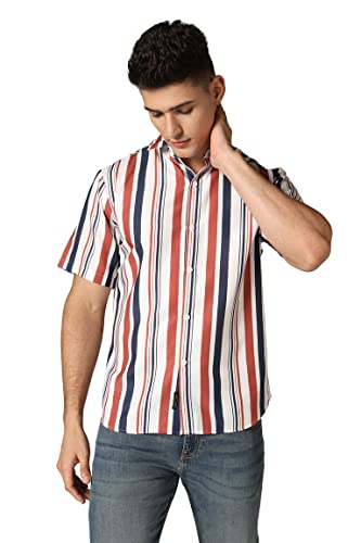 Leriya Fashion Shirt for Men || Rayon Bold Striped Shirt for Boys || Twisted Half Sleeve || Ideal for Casual || Office || Outing Wear Shirts for Men