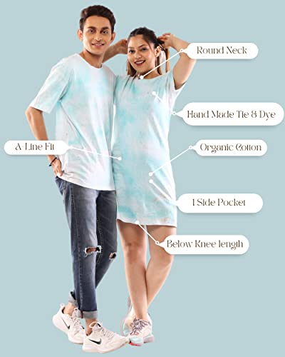 Lappen Fashion Combo of Couple’s Tie & Dye T-Shirt | Tee Dress for Women | Half Sleeve Tees for Men | Round Neck | Pre Wedding T-Shirt | Stylish Look - Image 3