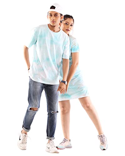Lappen Fashion Combo of Couple’s Tie & Dye T-Shirt | Tee Dress for Women | Half Sleeve Tees for Men | Round Neck | Pre Wedding T-Shirt | Stylish Look - Image 7