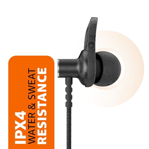 (Refurbished) Amazon Basics in-Ear Wireless Neckband with Mic, Up to 18 Hours Play Time, Bluetooth 5.1, Voice Assistance, Noise Cancellation, IPX4 Water-Resistance, Magnetic Earbuds (Black) - Image 8