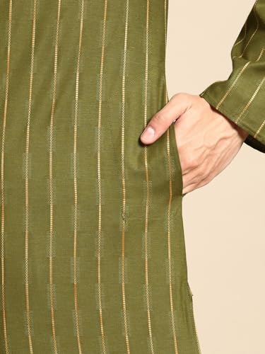 MANQ Men's Cotton Kurta Pajama Set Indian Party Traditional Ethnic Tunic Dress for Men Wedding - Image 7