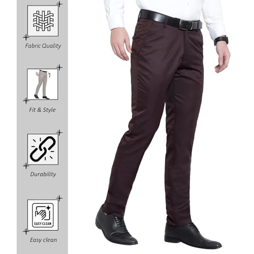 De NoVo Men's Regular Formal Trouser | Stylish Fit Men Wear Pants for Office or Party | Mens Fashion Dress Trousers Pant - Image 3