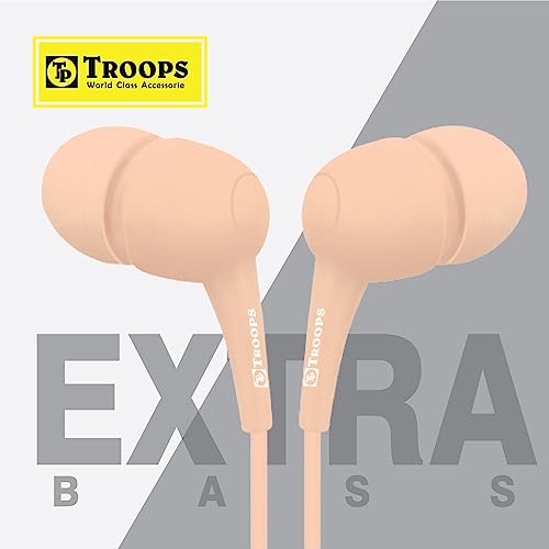 TP TROOPS in The Ear Wired Earphones with Extra Bass Driver and HD Sound with mic (Pink)