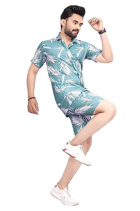 Tarkho Men's Rayon Cotton Digital Printed Summer Night Wear Launge Wear Suit Dress Shirt Boxer Pair - Image 4
