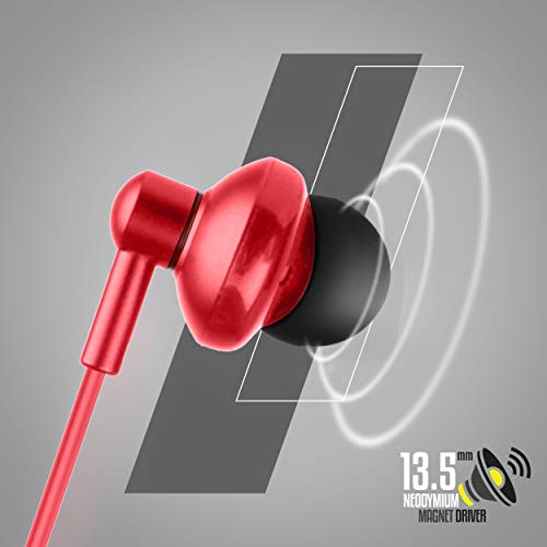 Zebronics Zeb-Buds 10 (Red) In Ear Wired Earphones with Mic, Metallic Design, L Shaped Connector, 13.5mm NdFeb Drivers - Image 6