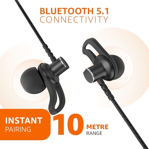 (Refurbished) Amazon Basics in-Ear Wireless Neckband with Mic, Up to 18 Hours Play Time, Bluetooth 5.1, Voice Assistance, Noise Cancellation, IPX4 Water-Resistance, Magnetic Earbuds (Black) - Image 7