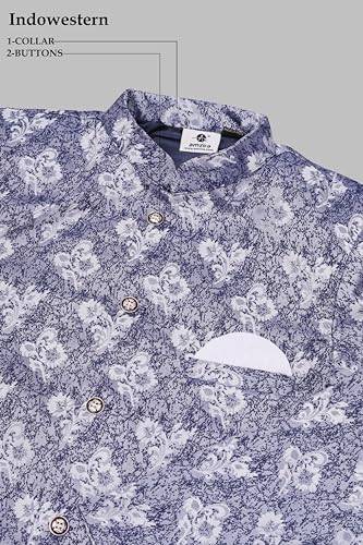 N.B.F Fashion Mens Ethnic Wear Blue Kurta Pajama Sherwani Set - Image 5