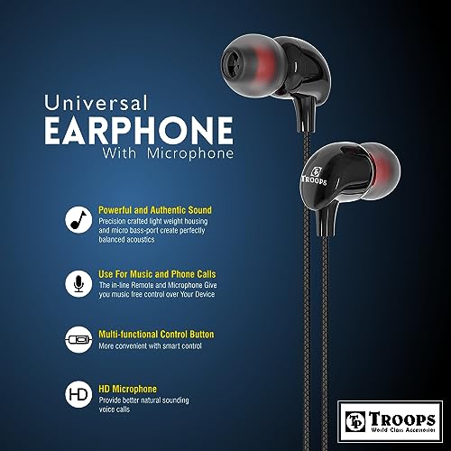 TP TROOPS Stereo Headset Boom BASS Wired Earphones with Extra Bass Driver and HD Sound with mic Pure Bass Sound - Image 6
