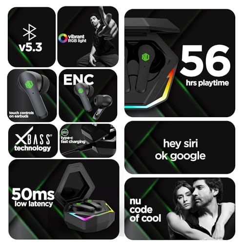 Nu Republic Starbuds Z Truly Wireless in Ear Earbuds with X-Bass® Technology, ENC Technology, 56 Hrs Playtime, TWS with Mic and Hall Sensor Function, Bluetooth V5.3, Type-C Fast Charging (Black) - Image 3