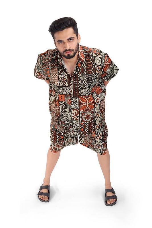 BROWN CULTURE Men's Cotton Blend Printed Co-ord Sets Casual Home Wear Night Suit for Men - Image 3
