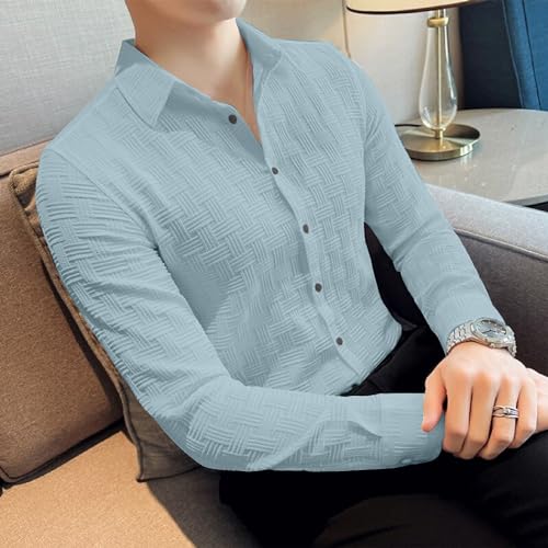 BAALVEER FASHION Men Regular Fit Self Design Spread Collar Casual Full Sleeve Shirt Solid