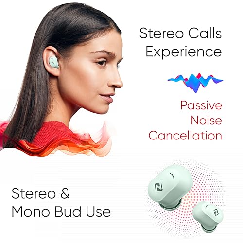 Zimo Sync Mini in-Ear TWS Earbuds with Bluetooth 5.3, 28 Hrs Playtime, 8mm Drivers, Stereo Calls, Touch Control, Type-C Charging Wireless Headphones, Voice Assist & IPX4 Water Resistant (Green)