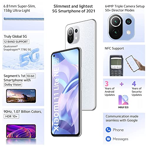 (Refurbished) Xiaomi 11 Lite NE 5G (Diamond Dazzle, 6GB RAM, 128 GB Storage) | Slimmest (6.81mm) & Lightest (158g) 5G Smartphone | 10-bit AMOLED with Dolby Vision - Image 3