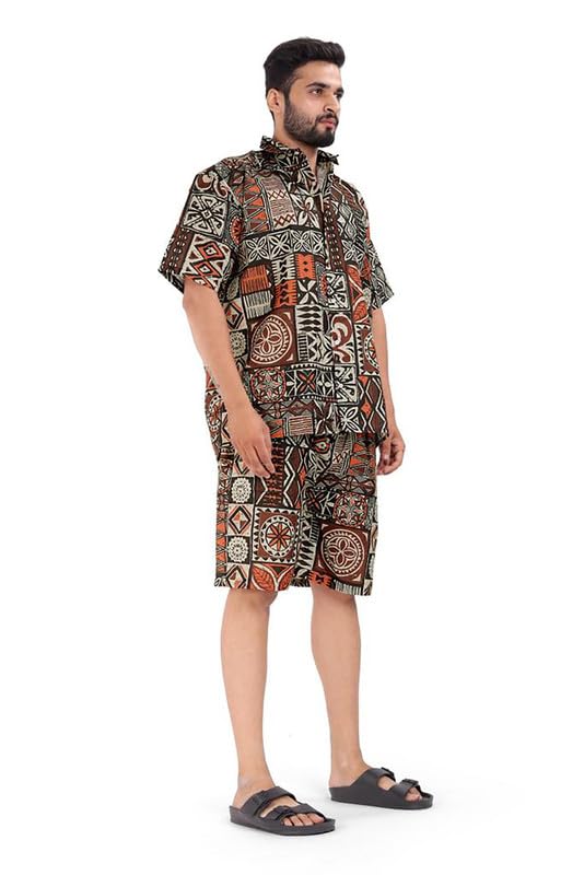 BROWN CULTURE Men's Cotton Blend Printed Co-ord Sets Casual Home Wear Night Suit for Men - Image 4