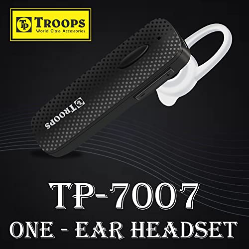 TP TROOPS 700 FG Bluetooth Wireless in Ear Earphones, Wireless Single Ear Headset with Mic, Media Streaming and up to 9 Hours Talk Time (Black)