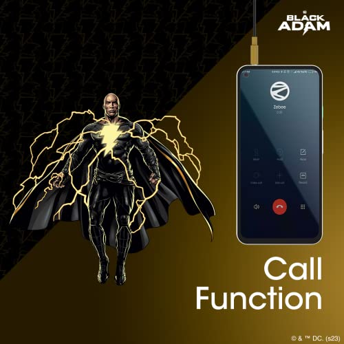 ZEBRONICS DC Black ADAM Edition Buds 30 3.5mm Stereo Bluetooth in Ear Earphone with Inline Microphone for Calling, Volume Control, 14mm Drivers, Stylish eartip Design and 1.2 Meter Durable Cable - Image 5