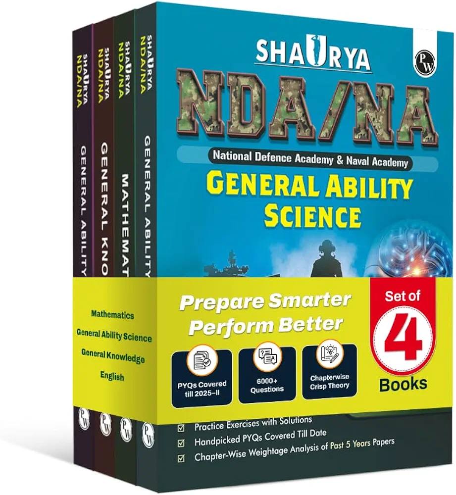 Physic Wallah PW Shaurya NDA Book 2026 – NDA/NA Combo Set of 4 Books | Mathematics, General Ability, Science, English, General Knowledge