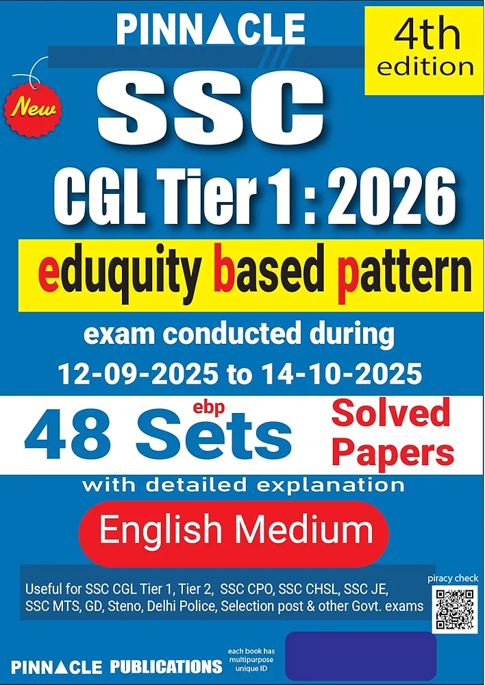 Pinnacle SSC CGL Tier 1 book 2026 | 48 Sets ( ebp – eduquity based pattern ) Solved Papers |