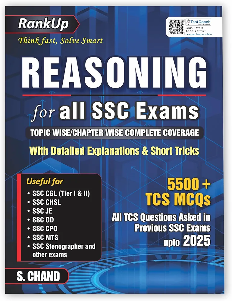 S Chand Rank Up Reasoning for all SSC Examinations (in English Medium) | 5500+ TCS MCQ Questions | Verbal & Non Verbal Reasoning