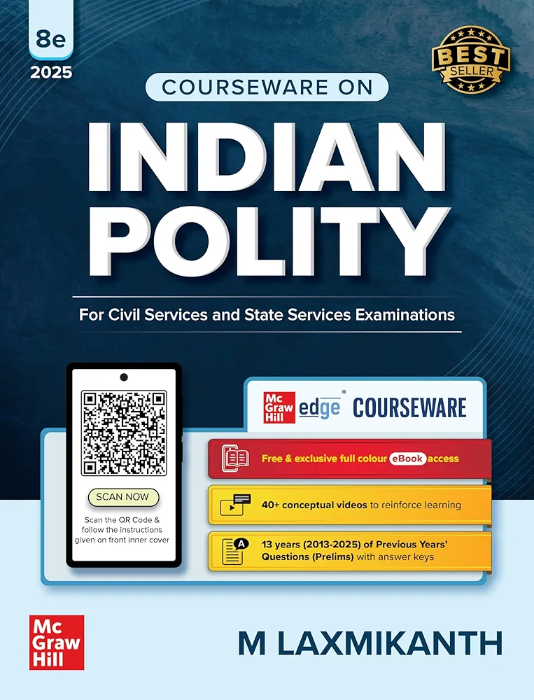 Indian Polity Book by M Laxmikanth McGraw Hill Education (8th Edition 2025)